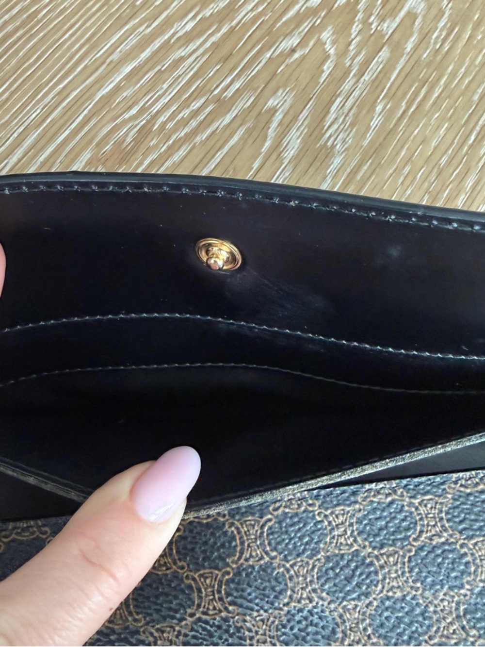 Celine Brown and Black Triomphe Pattern Long Wallet - Picture 5 of 9